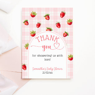 Carte De Remerciements Fraise sucrée couche rustique bébé fille douche