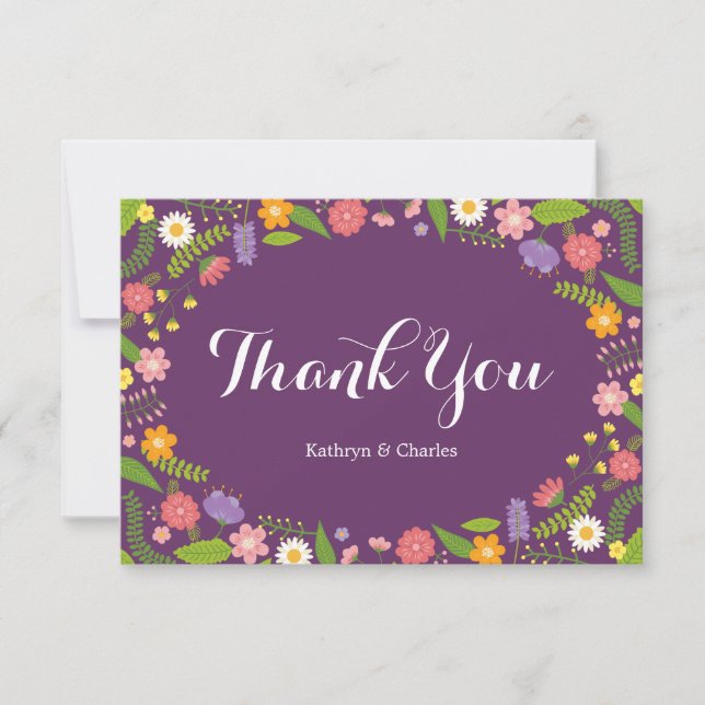 Carte De Remerciements Frame Florale en fleurs Mariage rustique du jardin (Devant)