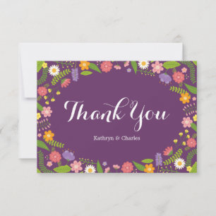 Carte De Remerciements Frame Florale en fleurs Mariage rustique du jardin