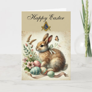 Carte De Remerciements Franc-Maçon Pâques Lapin Lièvre Vintage