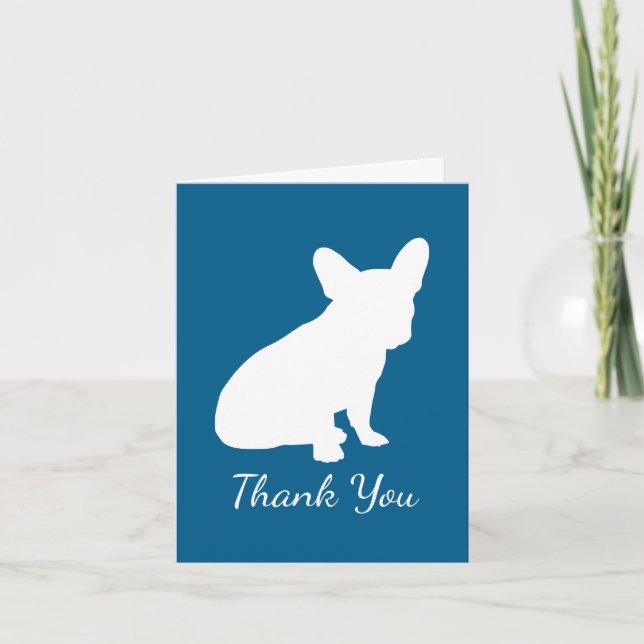 Carte De Remerciements Français Baby shower Bulldog Français Frenchie Blu (Devant)