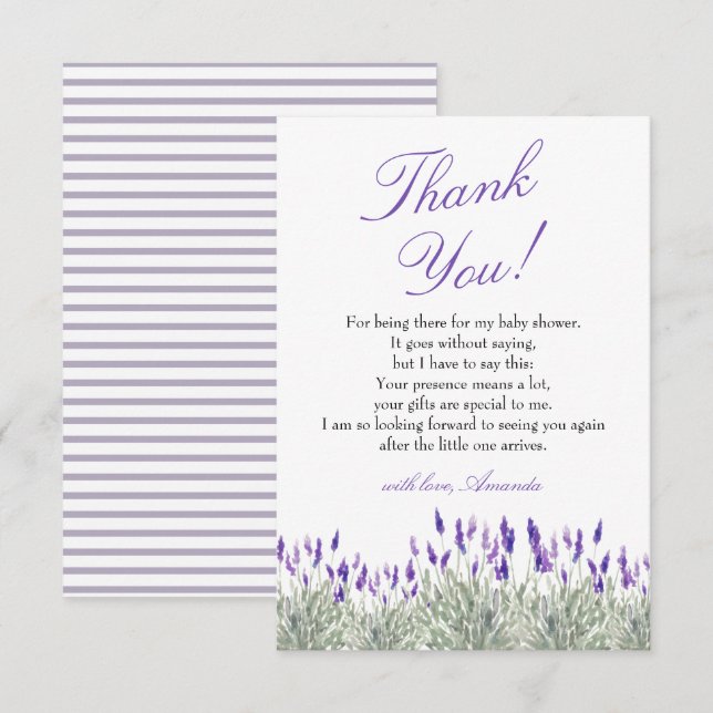 Carte De Remerciements Français Oh Bebe Lavender Baby shower neutre entre (Devant / Derrière)