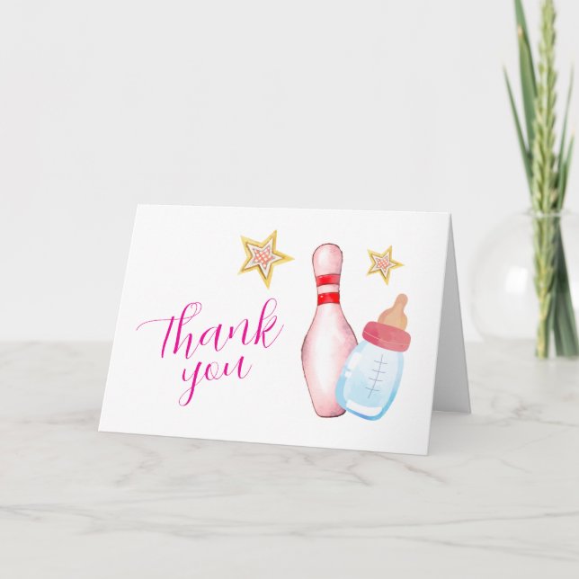 Carte De Remerciements Frappe rose pour s'amuser un peu Fête de bébé thèm (Devant)
