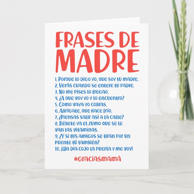 Carte De Remerciements Frases de Madre (Devant)