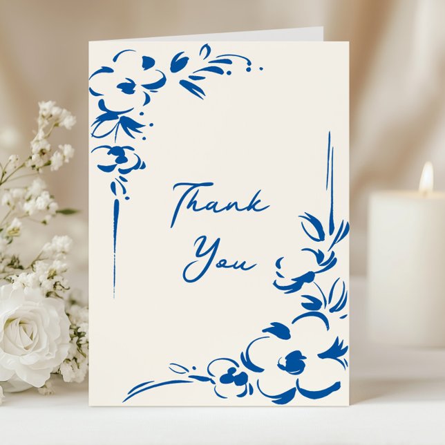 Carte De Remerciements French Blue Countryside Garden Floral Wedding (Créateur téléchargé)