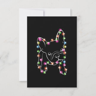 Carte De Remerciements French Bulldog Christmas Light