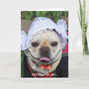 Carte De Remerciements French Bulldog in Dutch cap thank you