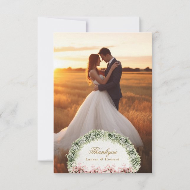 Carte De Remerciements french floral garden chateau wedding (Devant)