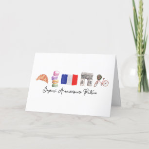 Carte De Remerciements French Joyeux Anniversaire Paris, Joyeux