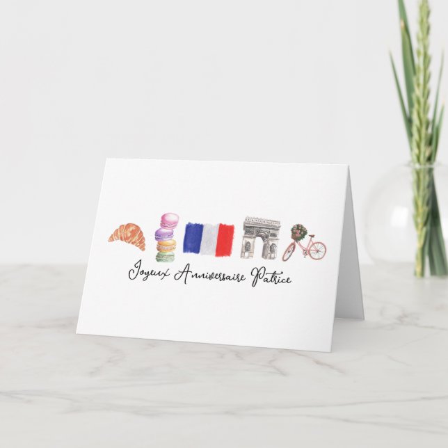Carte De Remerciements French Joyeux Anniversaire Paris, Joyeux (Devant)
