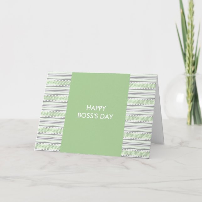 Carte De Remerciements Fret Stripe Pistachio Joyeux Boss Day (Devant)