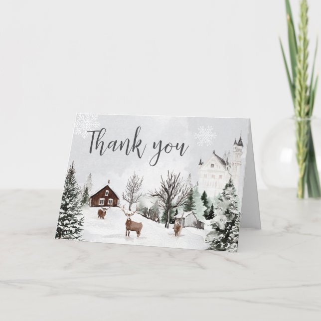 Carte De Remerciements Froid Hors du Baby shower d'hiver Wonderland (Devant)