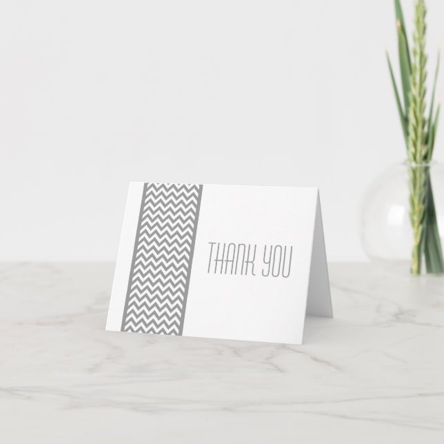 Carte de remerciements frontalier Grey Chevron (Devant)