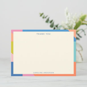 Carte De Remerciements Frontière géométrique colorée Nom personnalisé