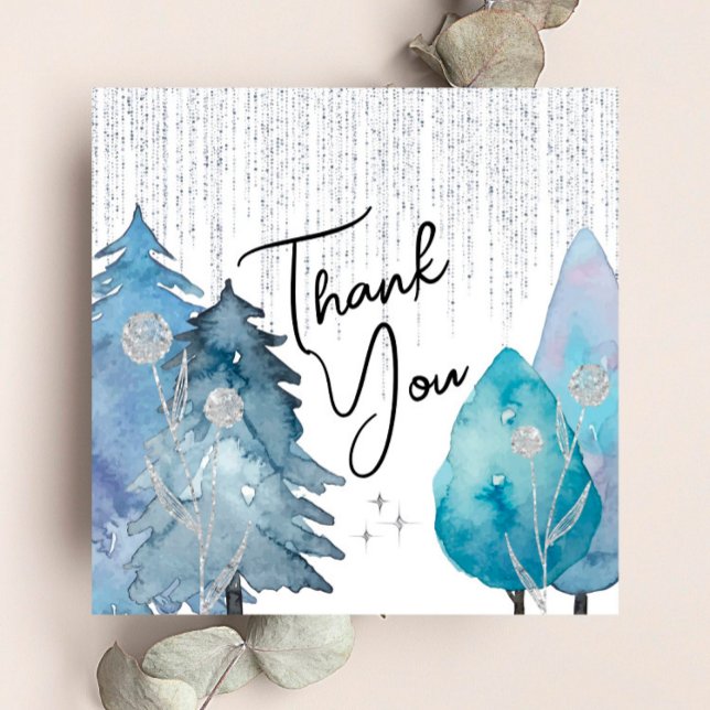 Carte De Remerciements Frosted Winter - Silver- Bridal Thank You Card (Créateur téléchargé)