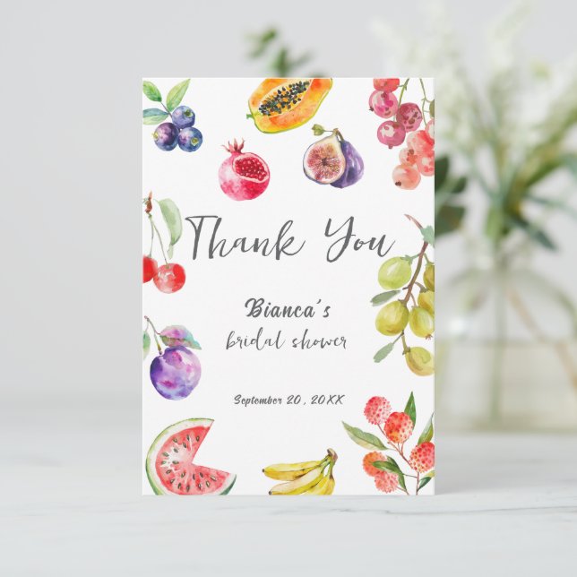 Carte De Remerciements Fruits Fraîchement Cueillis Bienvenue à la Fête de (Debout devant)