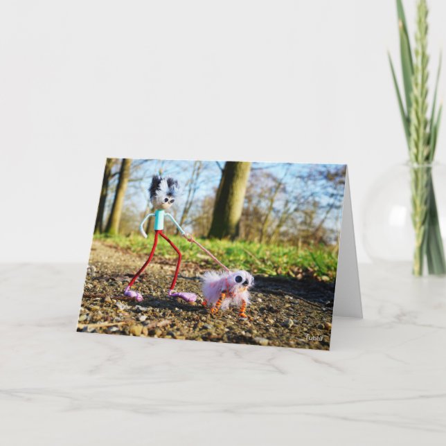 Carte De Remerciements Fubby qui sort son chien. (Devant)