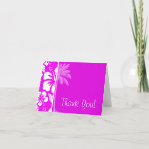 Carte De Remerciements Fuchsia Hawaiian Tropical Hibiscus; palm