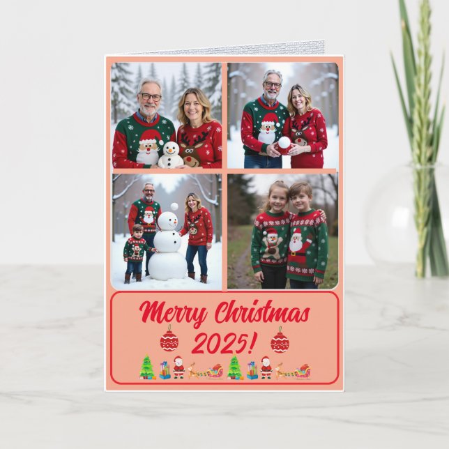 Carte De Remerciements Fully Custom 4 Photo Traditional Folded Xmas Card (Devant)