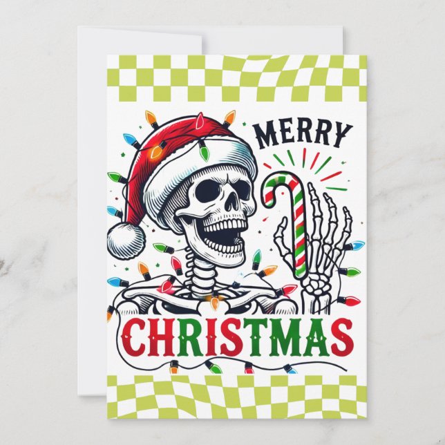Carte De Remerciements Fun Christmas Skeleton Holiday (Devant)