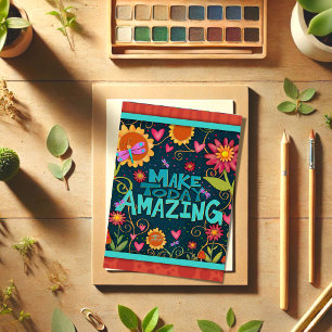 Carte De Remerciements Fun Floral coloré joyeux rendre aujourd'hui Extrao