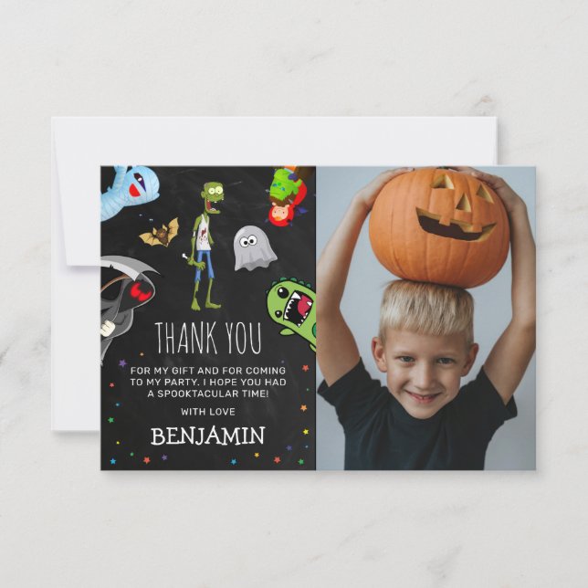 Carte De Remerciements Fun Halloween Anniversaire de enfant Party Photo (Devant)