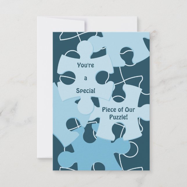 Carte De Remerciements Fun Jigsaw Puzzle Pieces in Blue 5x7 Inch (Devant)
