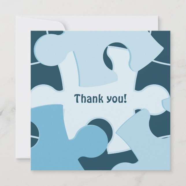 Carte De Remerciements Fun Jigsaw Puzzle Pieces in Blue Thank You Card (Devant)