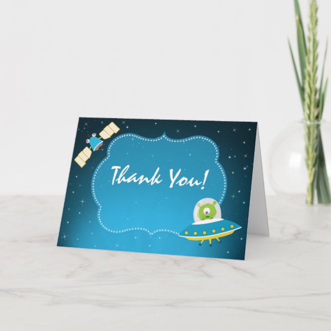 Carte De Remerciements Fun Outer Space Alien Boy Thank You Card (Devant)