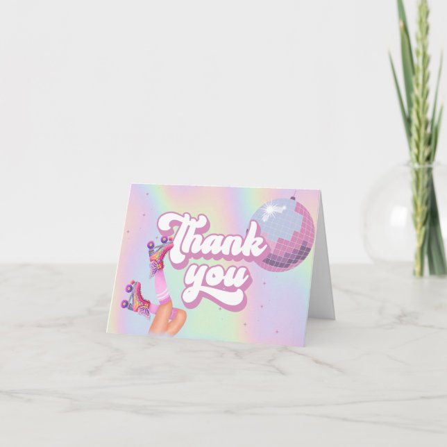 Carte De Remerciements Fun Roll Fun Retro Roller Skating Girls Anniversai (Devant)