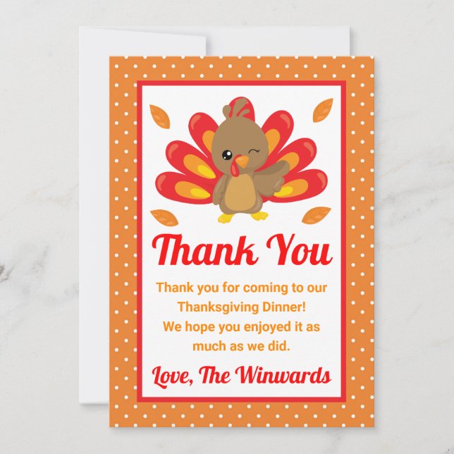 Carte De Remerciements Fun Turkey Thankgiving Dinner Party (Devant)