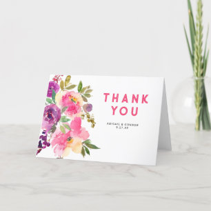Carte De Remerciements Fun Vibrant Violet Fuchsia Floral