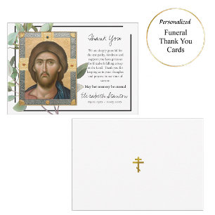 Carte De Remerciements Funérailles chrétiennes orthodoxes simples d'Eucal