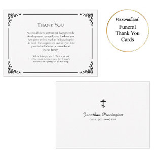 Carte De Remerciements Funérailles chrétiennes orthodoxes simples et élég