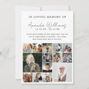Carte De Remerciements Funérailles commémoratives - 15 Photo Collage