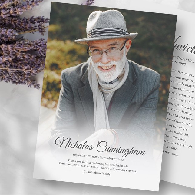 Carte De Remerciements Funérailles commémoratives Classique moderne Poème (Créateur téléchargé)