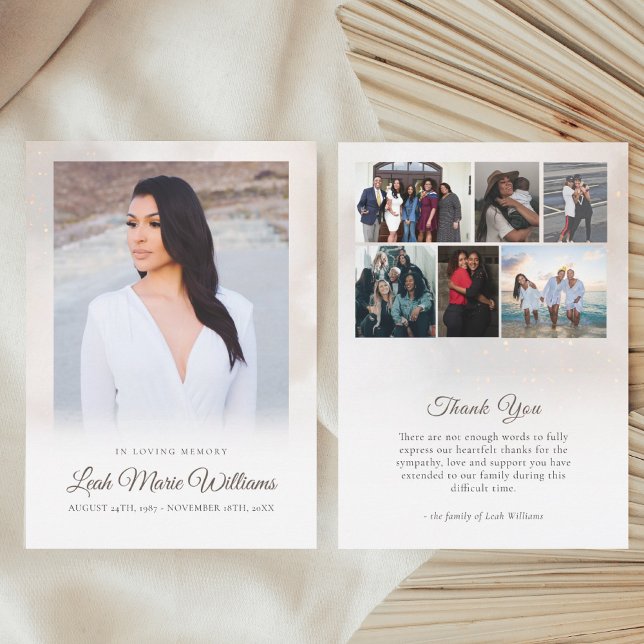 Carte De Remerciements Funérailles commémoratives des nuages beiges moder (Créateur téléchargé)