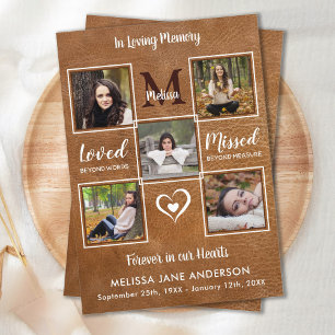 Carte De Remerciements Funérailles commémoratives en cuir vintage 5 photo