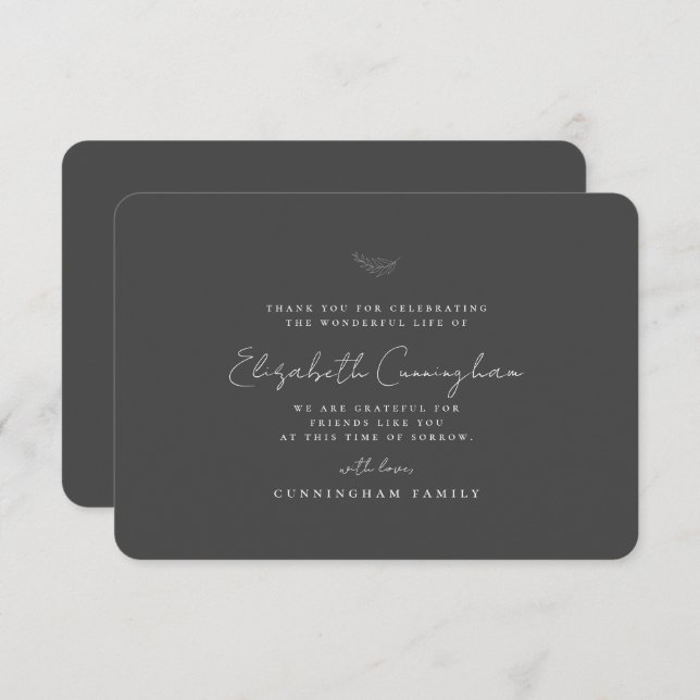 Carte De Remerciements Funérailles commémoratives Moderne Simple Élégant  (Devant / Derrière)