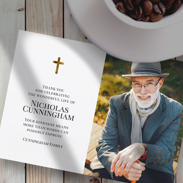 Carte De Remerciements Funérailles commémoratives Photo croisée moderne e (Créateur téléchargé)