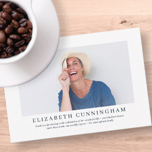 Carte De Remerciements Funérailles commémoratives pour elle Elégante ph