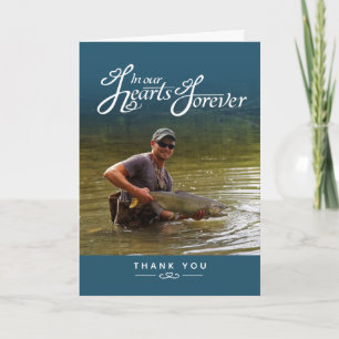 Carte De Remerciements Funérailles dans nos coeurs bleu turquoise photo