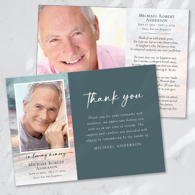 Carte De Remerciements Funérailles de la photo de la mémoire de l'océan c (Créateur téléchargé)