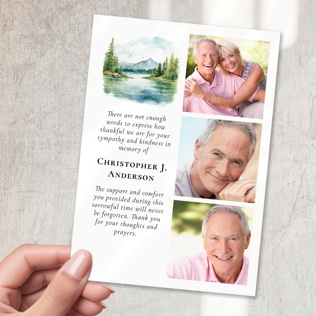 Carte De Remerciements Funérailles de Mountain Lake 3 Photo Sympathy (Créateur téléchargé)