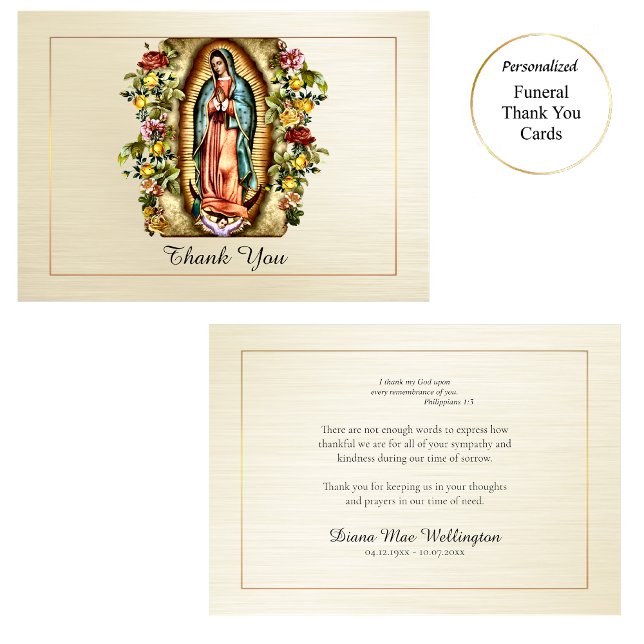 Carte De Remerciements Funérailles de Notre-Dame de Guadalupe (Créateur téléchargé)