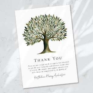 Carte De Remerciements Funérailles de sympathie de l'arbre d'aquarelle
