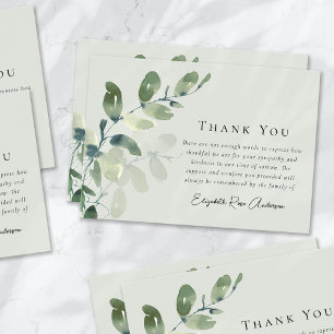 Carte De Remerciements Funérailles de Sympathy Eucalyptus
