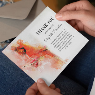 Carte De Remerciements Funérailles du cardinal rouge