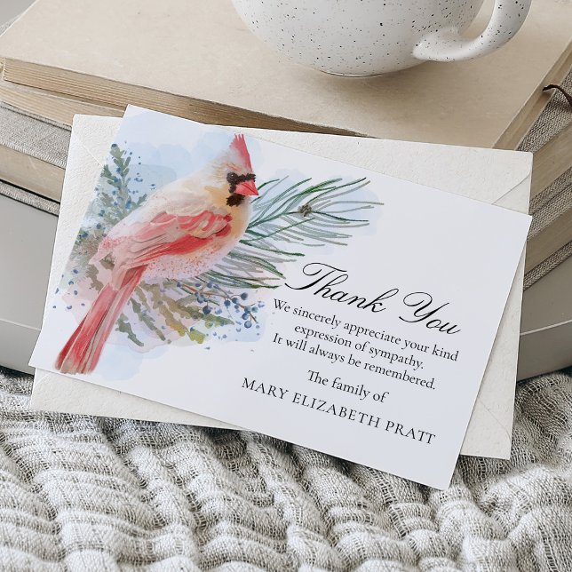 Carte De Remerciements Funérailles du cardinal Sympathie (Créateur téléchargé)