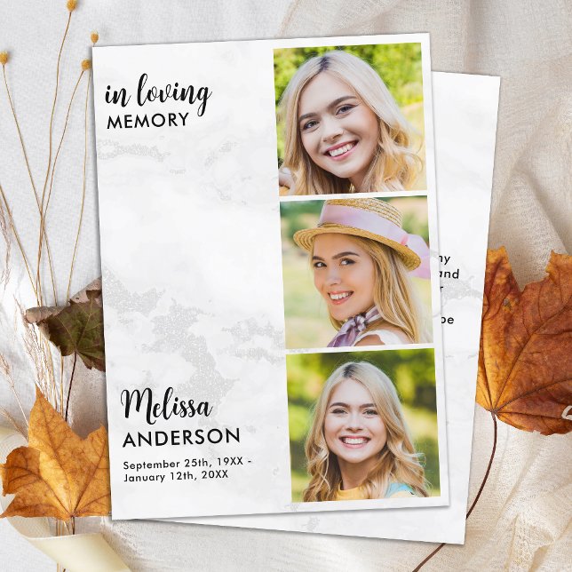 Carte De Remerciements Funérailles Mémorial 3 Photo En Mémoire Amoureuse  (Créateur téléchargé)